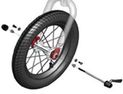 Jogger - Replacement Front Wheel Hardware (Incl. quick-release axel & red safety clips)